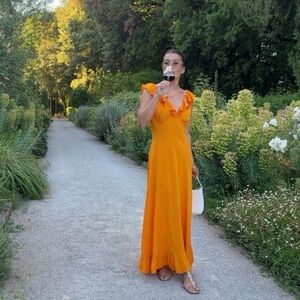 DOEN ARLEEN DRESS IN NASTURTIUM ORANGE WORK PROJECT TAILORING NEEDED